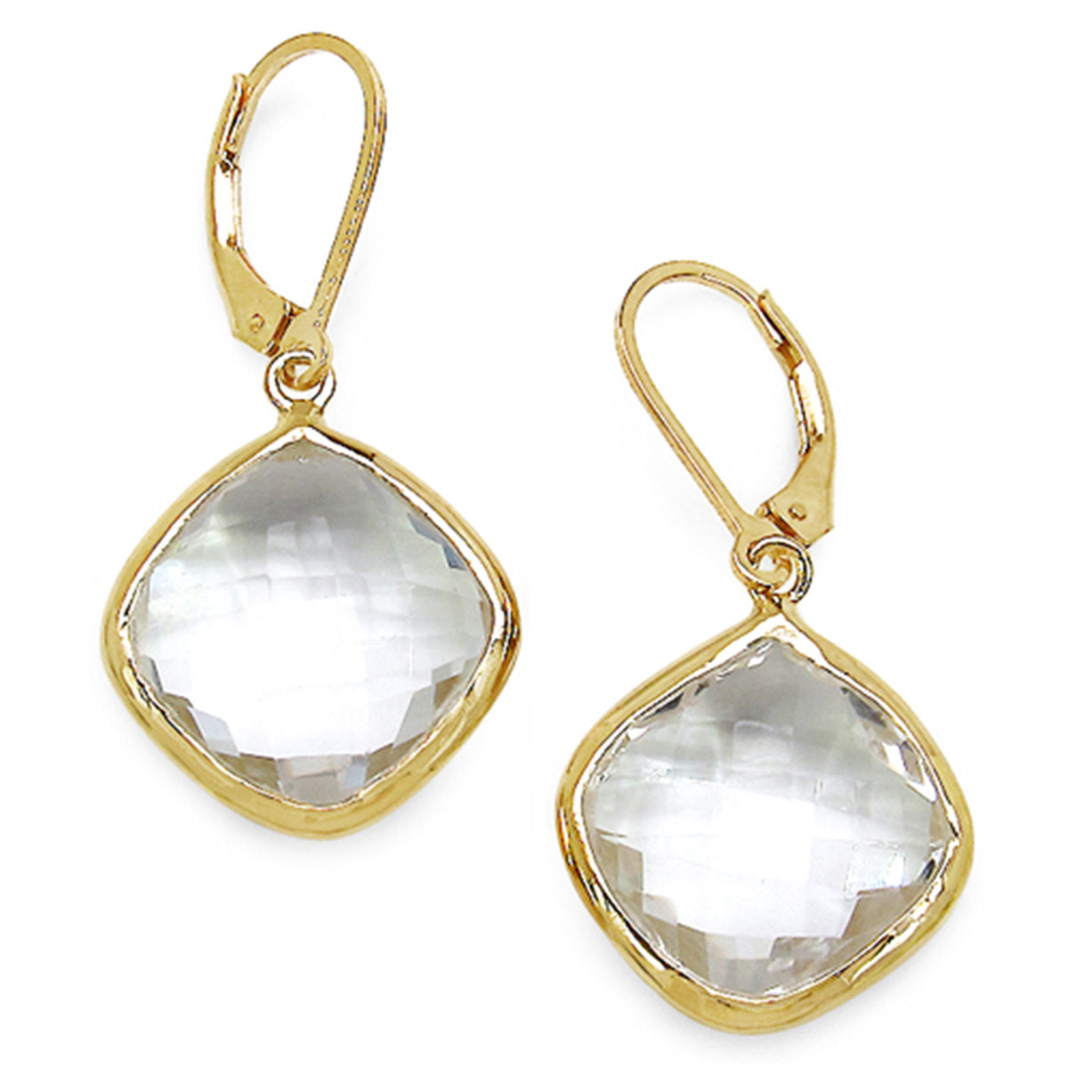 Crystal Quartz Earrings 21.6 Carats Gold Plated Silver