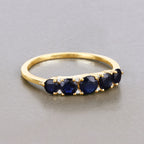 Blue Sapphire Ring With Diamonds 0.98 Carats 14K Yellow Gold