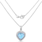 Blue Topaz Heart Pendant With Tanzanite 7.32 Carats Sterling Silver