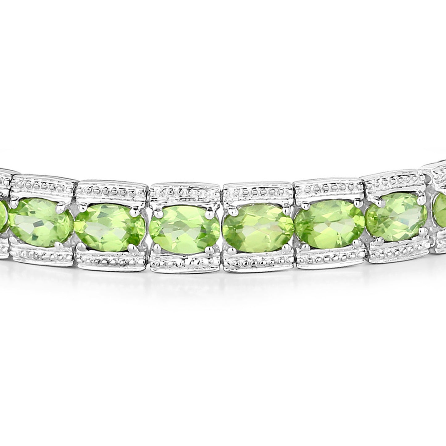 Peridot Tennis Bracelet 12.4 Carats Sterling Silver