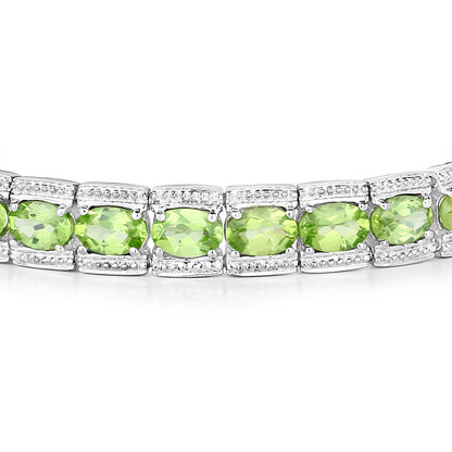 Peridot Tennis Bracelet 12.4 Carats Sterling Silver