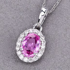 Pink Sapphire Pendant With Diamonds 0.92 Carats 14K White Gold