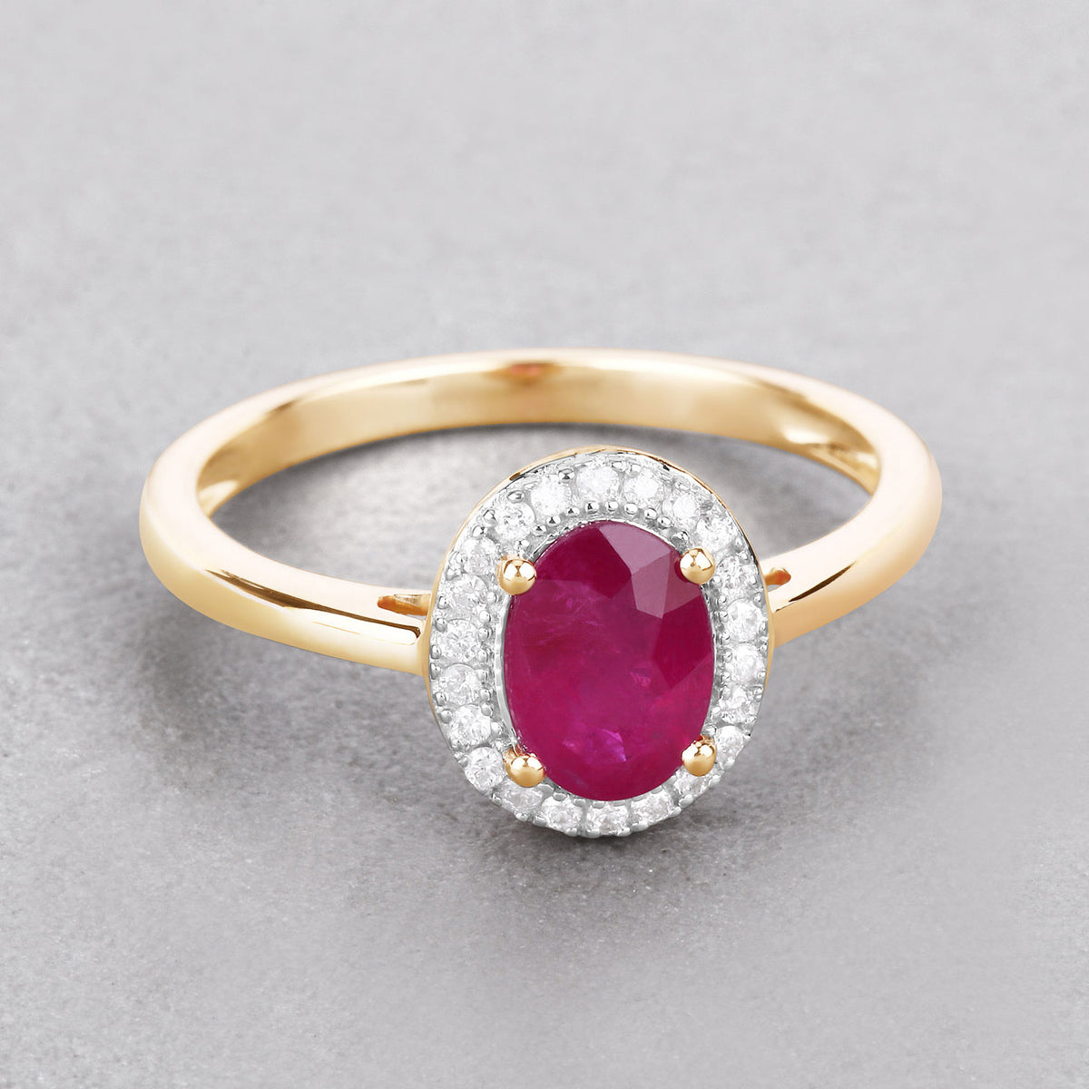 Ruby Ring With Diamonds 1.02 Carats 14K Yellow Gold