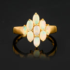 Natural Ethiopian Opal Ring 1.16 Carats Gold Plated Silver