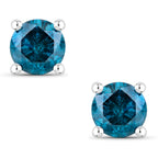 Blue Diamond Earrings 0.66 Carats 14K White Gold