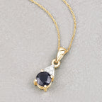 Blue Sapphire Pendant With Diamonds 0.86 Carats 10K Yellow Gold