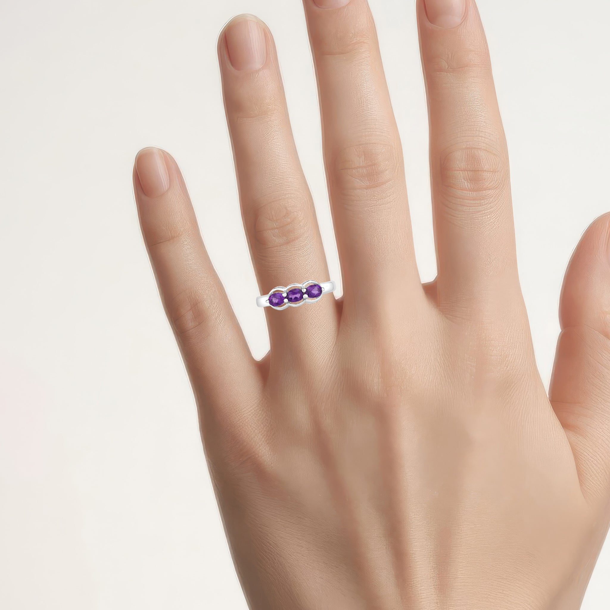 Amethyst Ring 0.46 Carats Sterling Silver