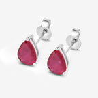Natural Ruby Stud Earrings 1.58 Carats 10K White Gold