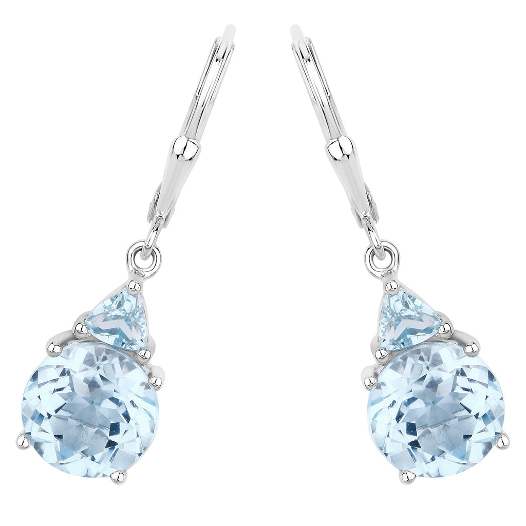 Swiss Blue Topaz Earrings 7.5 Carats Sterling Silver