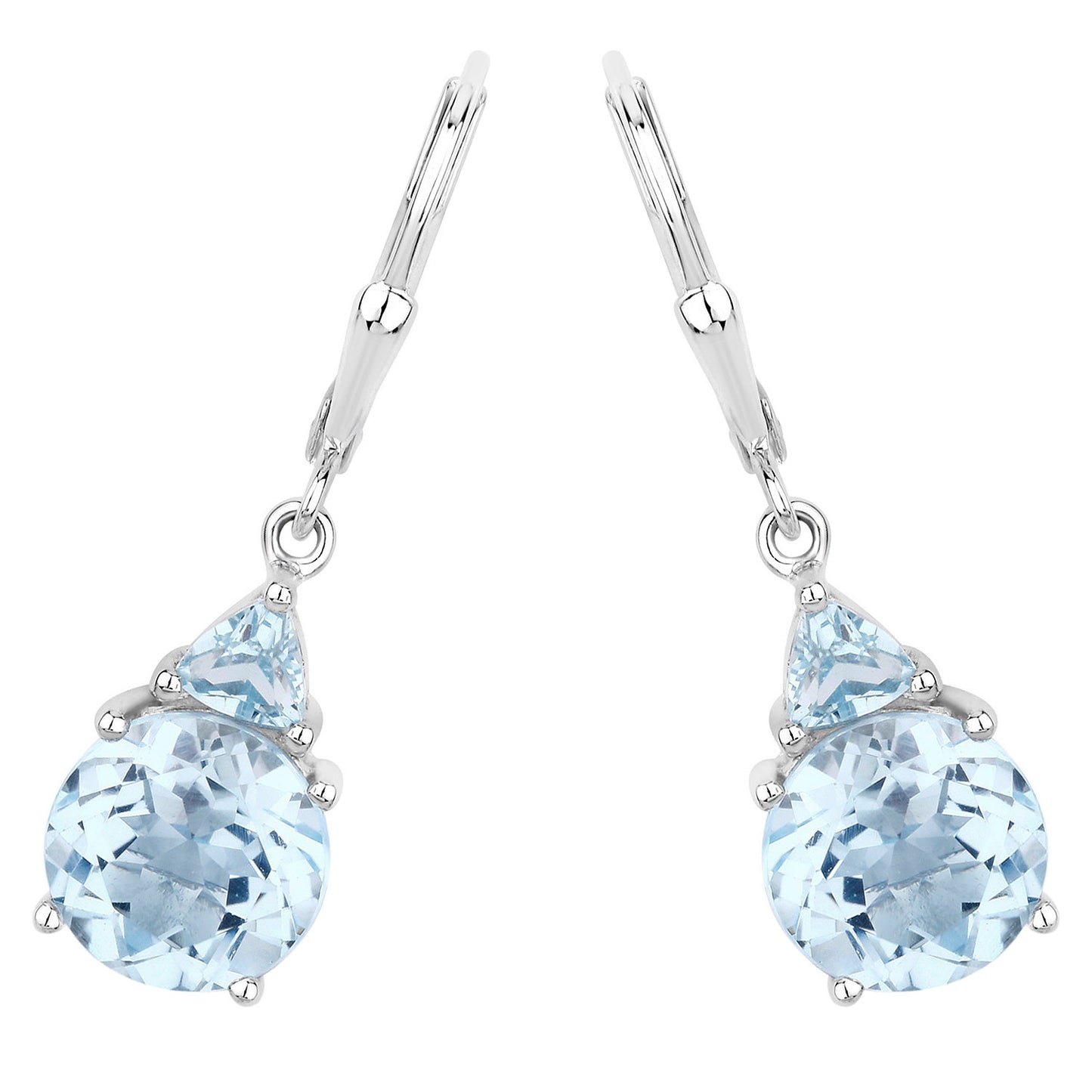 Swiss Blue Topaz Earrings 7.5 Carats Sterling Silver