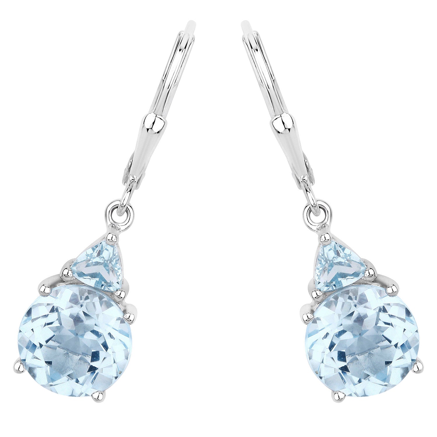 Swiss Blue Topaz Earrings 7.5 Carats Sterling Silver
