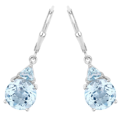 Swiss Blue Topaz Earrings 7.5 Carats Sterling Silver
