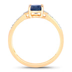 Blue Sapphire Ring White Diamonds 1.04 Carats 10K Yellow Gold