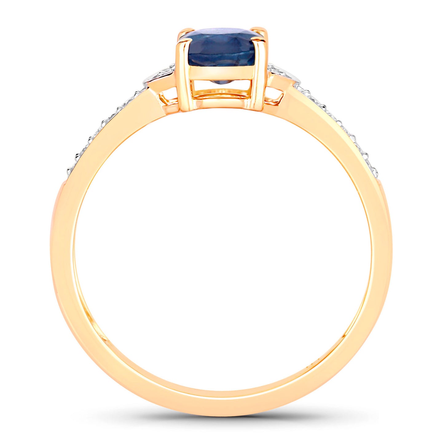 Blue Sapphire Ring White Diamonds 1.04 Carats 10K Yellow Gold