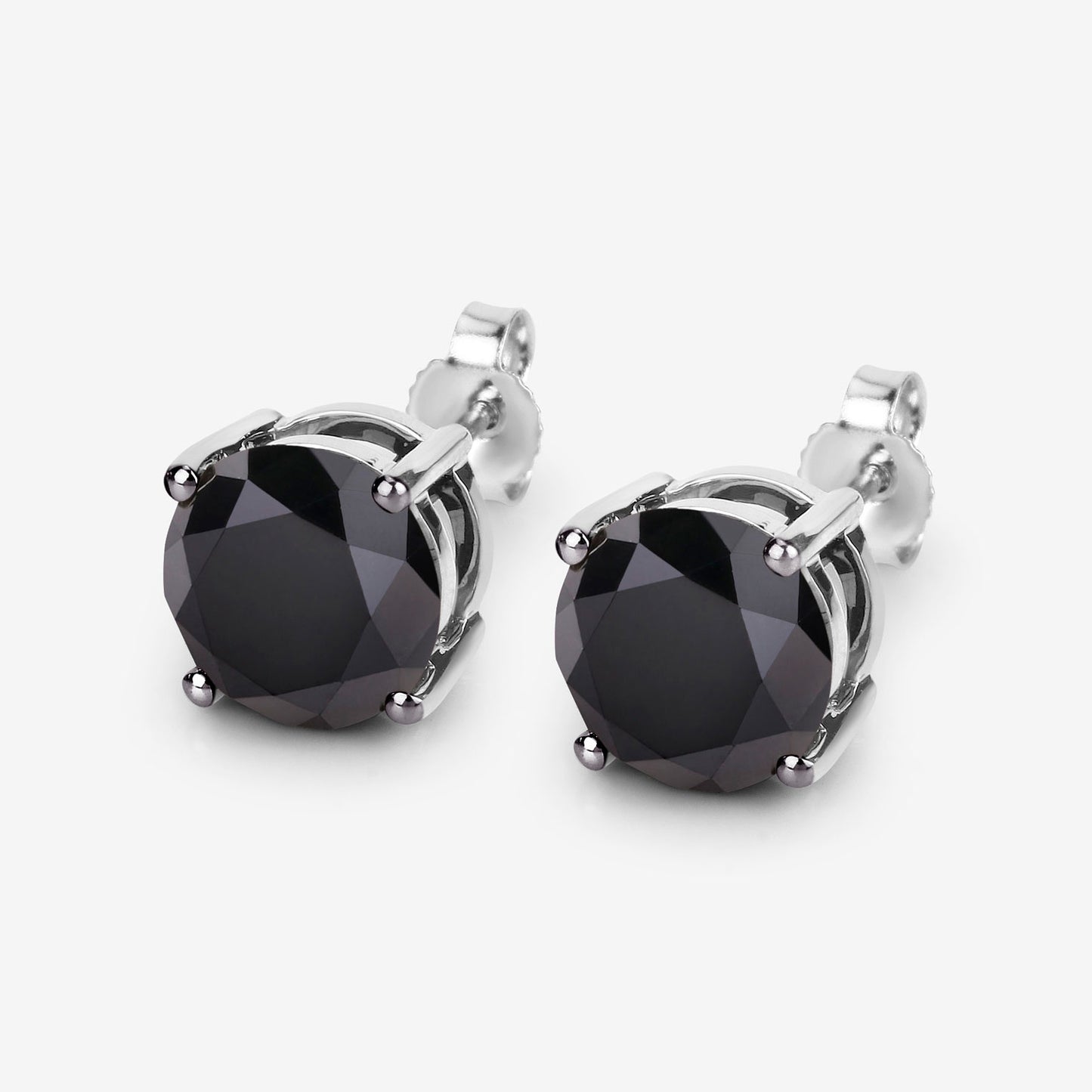 Black Diamond Earrings 3.46 Carats 14K White Gold