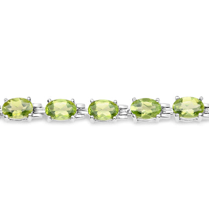 Peridot Tennis Bracelet 9.45 Carats Sterling Silver