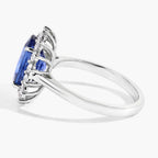 Blue Sapphire Ring With Diamonds 4.5 Carats 18K White Gold