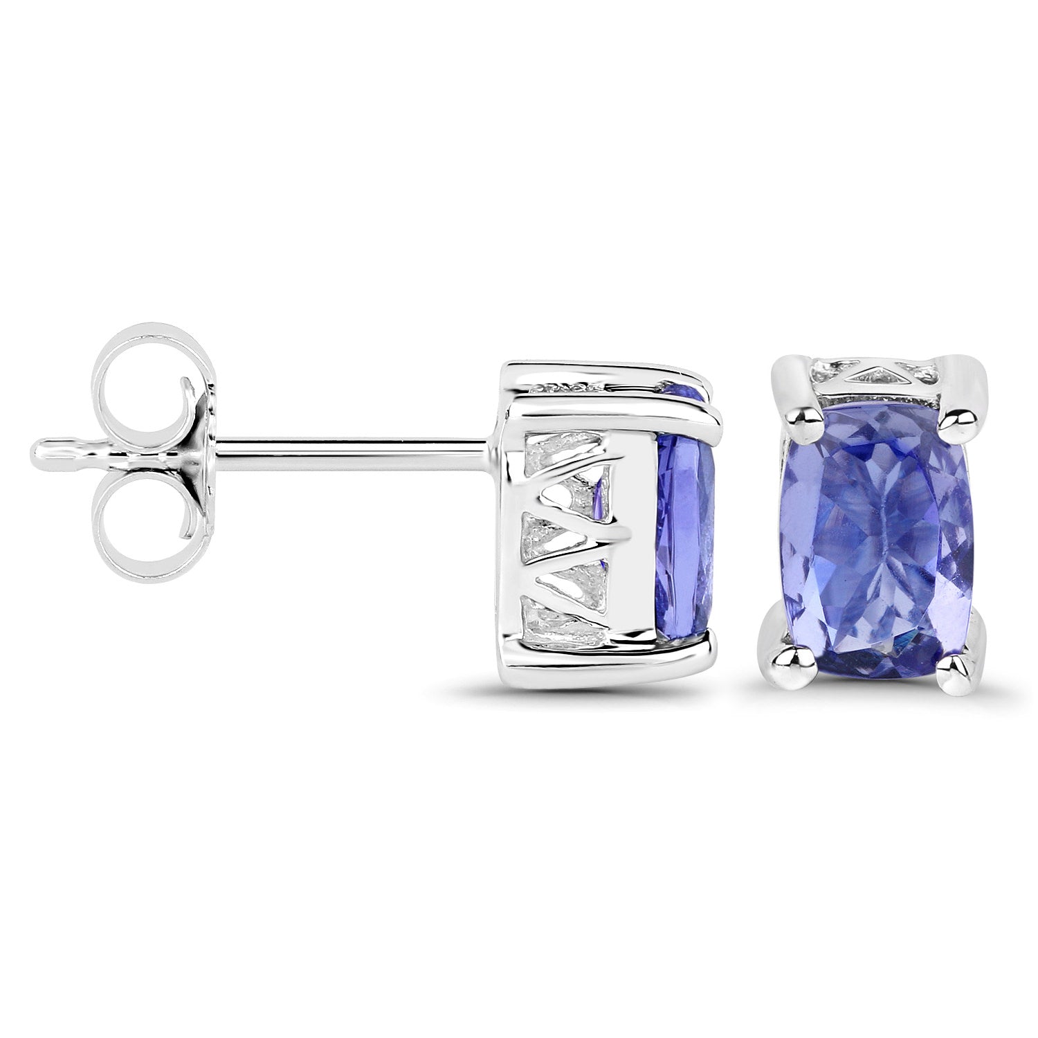 Tanzanite Stud Earrings 1.04 Carats Sterling Silver