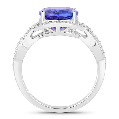 Tanzanite Ring Diamonds 4.53 Carats 14K White Gold