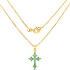 Zambian Emerald Cross Pendant 1.04 Carats Gold Plated Silver