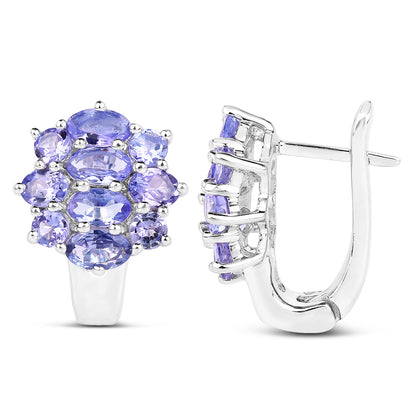 Natural Tanzanite Earrings 3.42 Carats Sterling Silver
