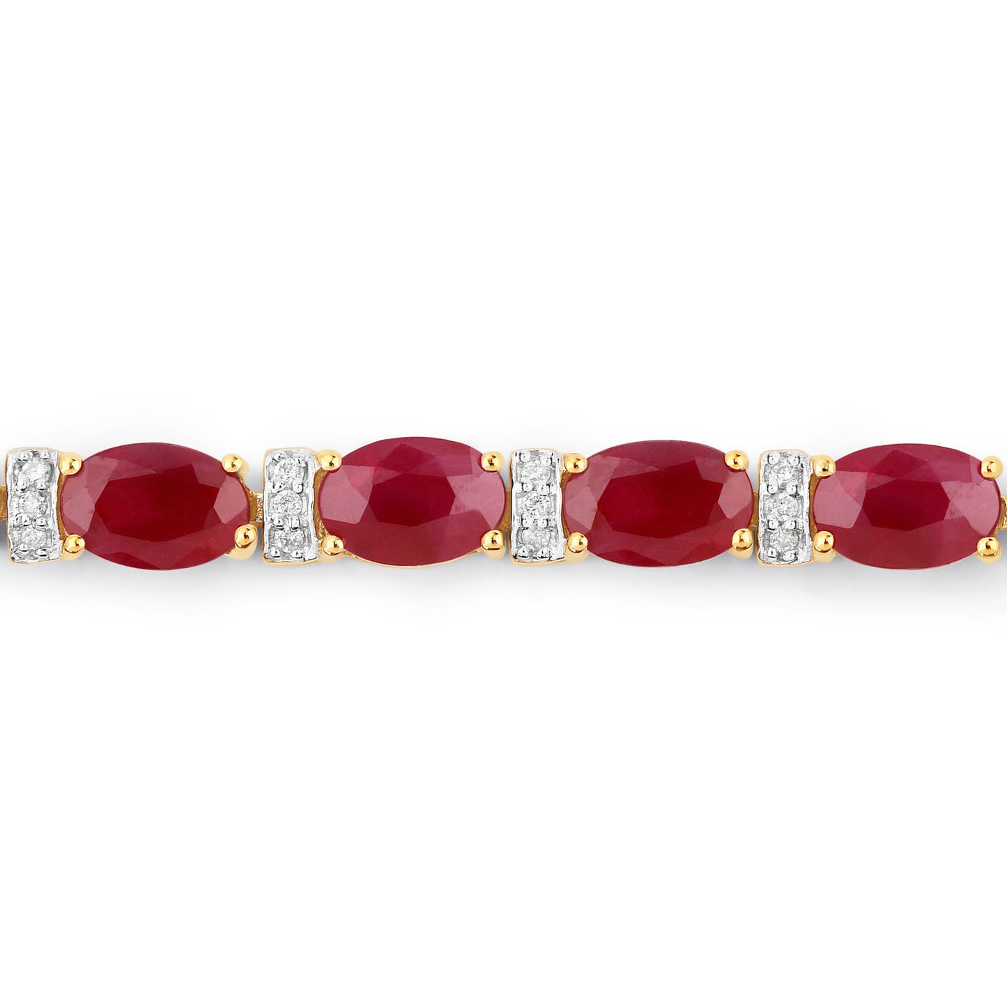 Natural Ruby Bracelet With Diamonds 11.6 Carats 14K Yellow Gold