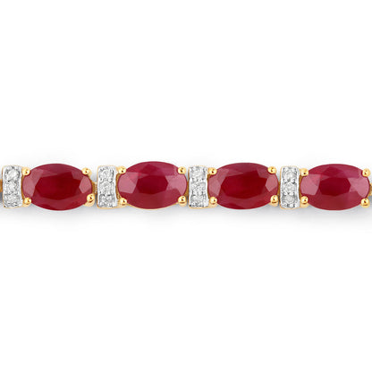 Natural Ruby Bracelet With Diamonds 11.6 Carats 14K Yellow Gold