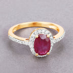Ruby Ring With Diamonds 1.7 Carats 14K Yellow Gold