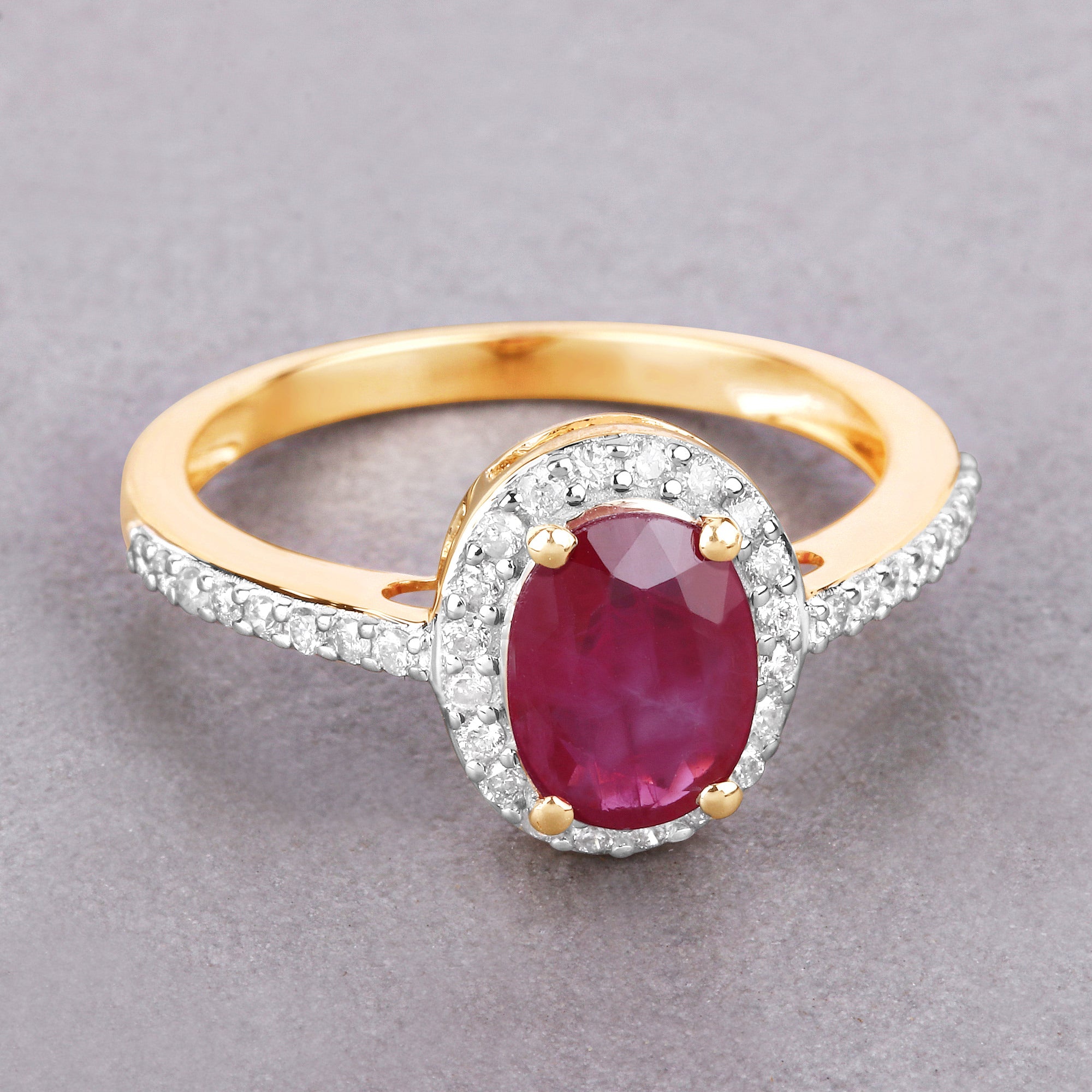 Ruby Ring With Diamonds 1.7 Carats 14K Yellow Gold