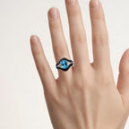 Swiss Blue Topaz Ring With Blue Sapphire 4.98 Carats Sterling Silver