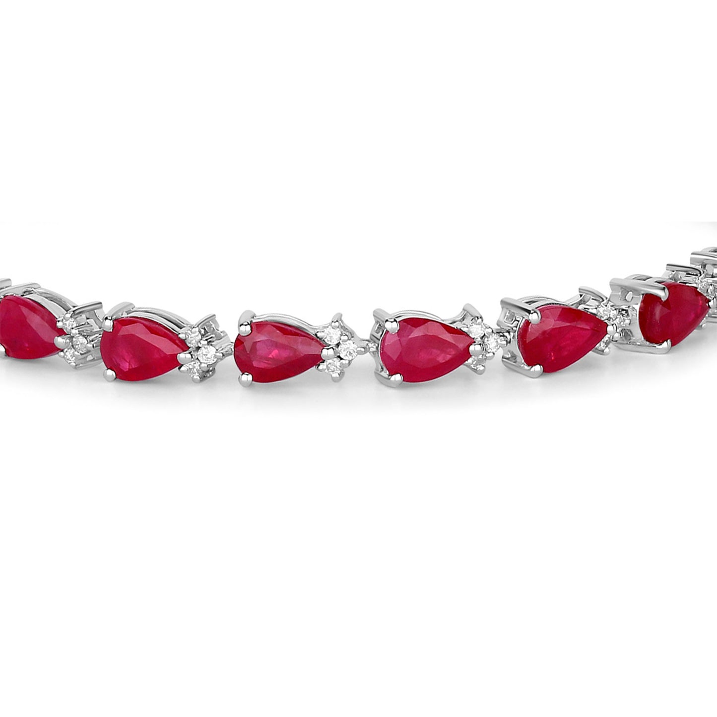 Ruby Bracelet With Diamonds 8.86 Carats 14K White Gold