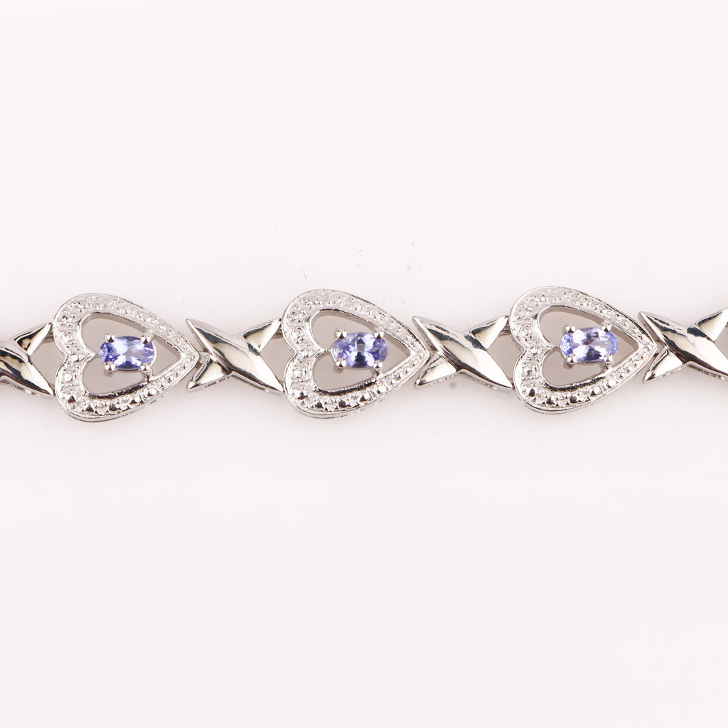 Natural Tanzanite Bracelet With White Topaz 2.27 Carats Sterling Silver