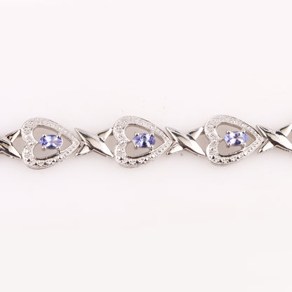 Natural Tanzanite Bracelet With White Topaz 2.27 Carats Sterling Silver