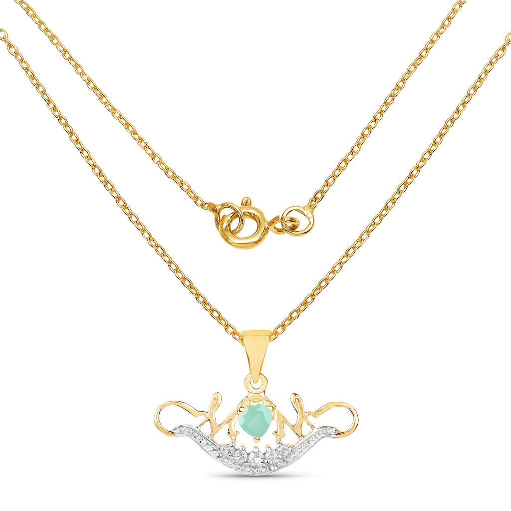 Emerald Mom Pendant With White Topaz 0.54 Carats Gold Plated Silver