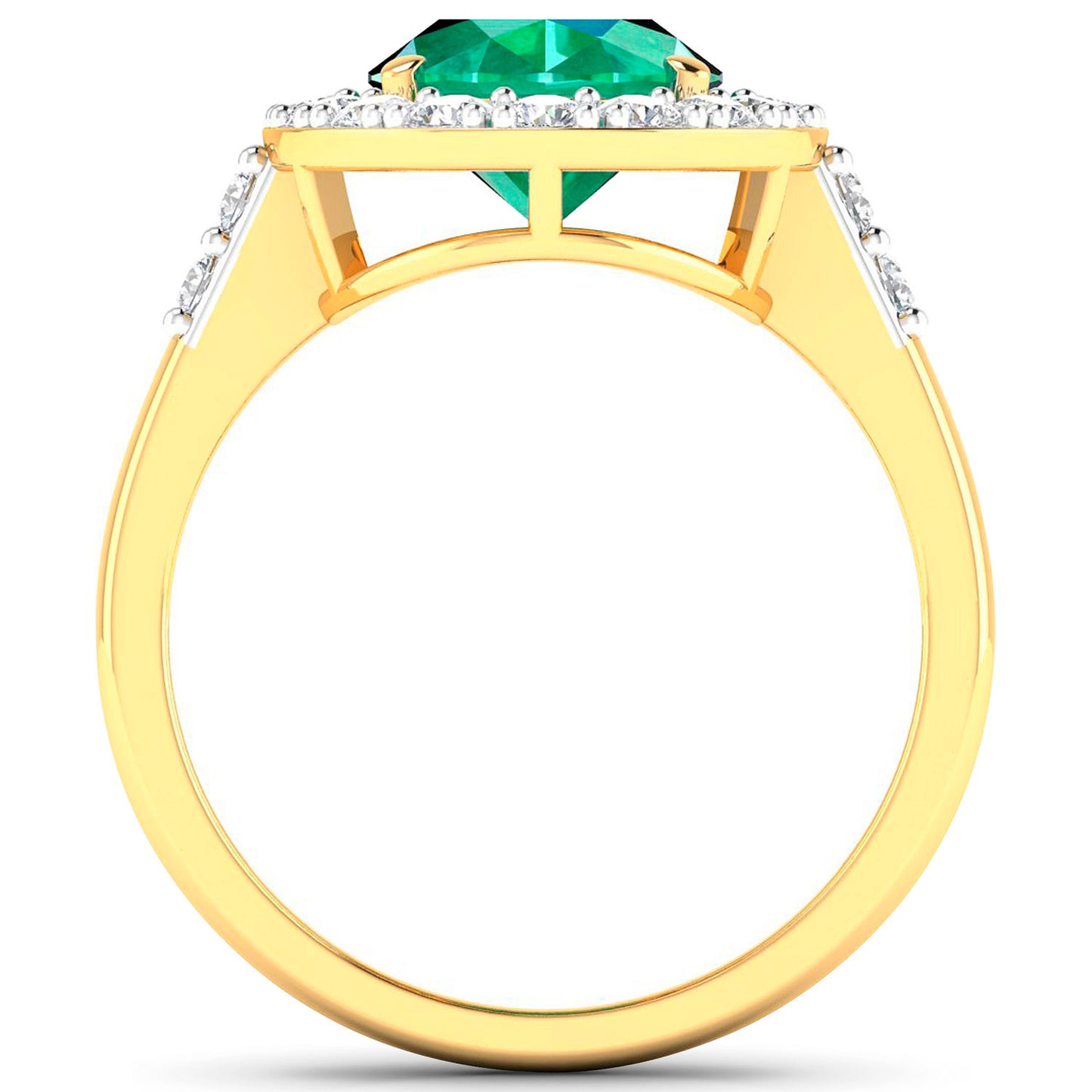 Zambian Emerald Ring With Diamonds 3.04 Carats 14K Yellow Gold