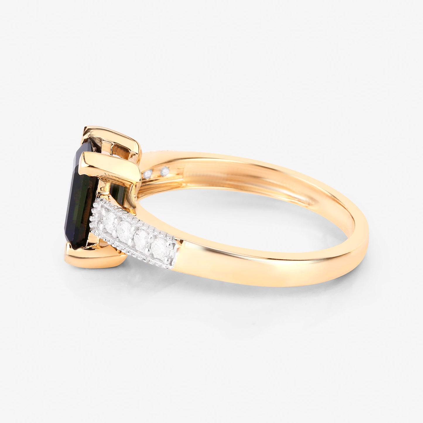 Green Tourmaline Ring With Diamonds 1.91 Carats 14K Yellow Gold