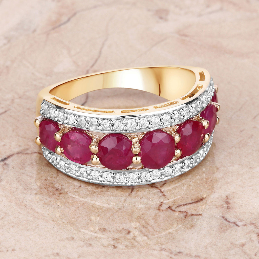 Ruby Ring With Diamonds 3.14 Carats 14K Yellow Gold