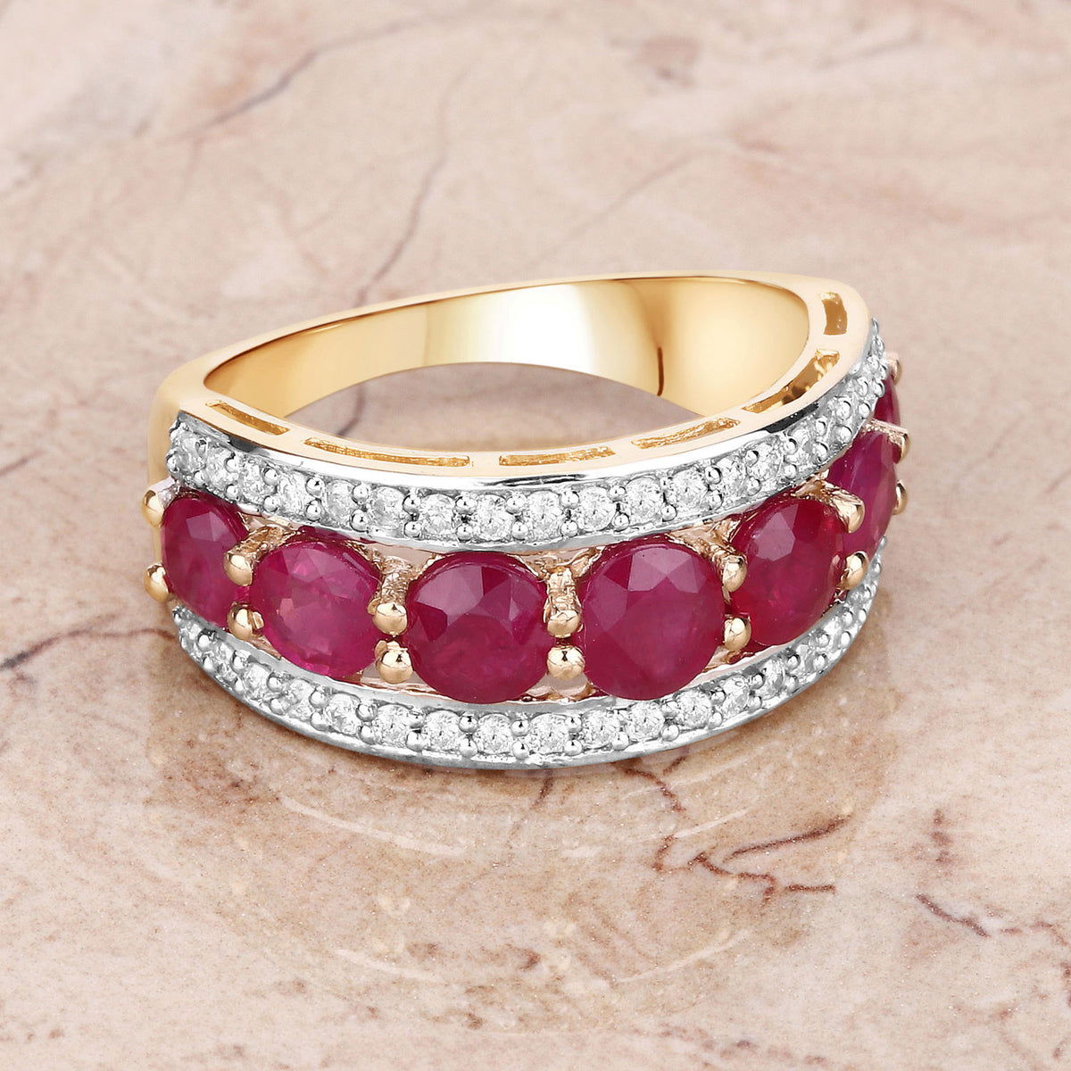 Ruby Ring With Diamonds 3.14 Carats 14K Yellow Gold
