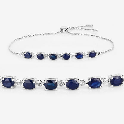 Blue Sapphire Bracelet 2.02 Carats Sterling Silver