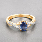 Blue Sapphire Ring With Diamonds 1.02 Carats 14K Yellow Gold