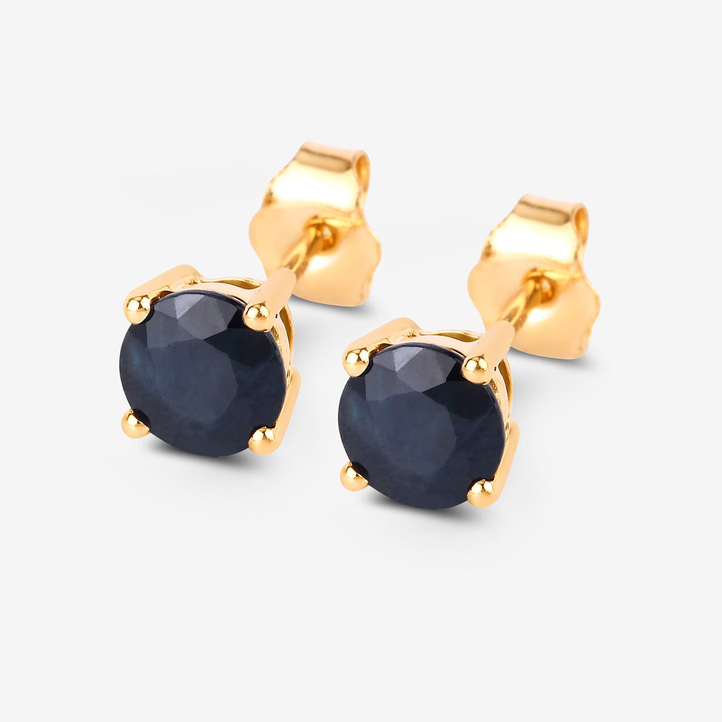 Blue Sapphire Stud Earrings 1.69 Carats 10K Yellow Gold