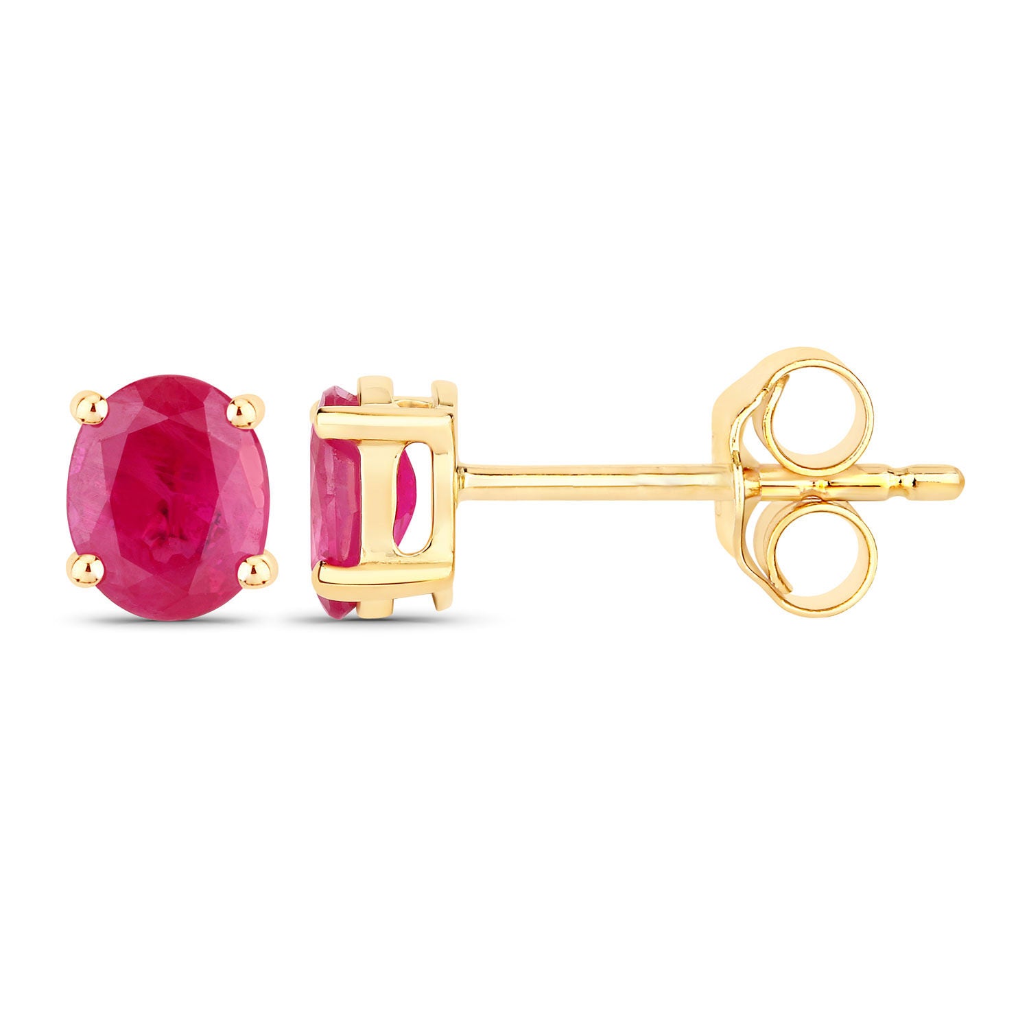 Ruby Stud Earrings 0.58 Carats 14K Yellow Gold