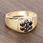 Black Diamond Ring 0.9 Carats Gold Plated Silver
