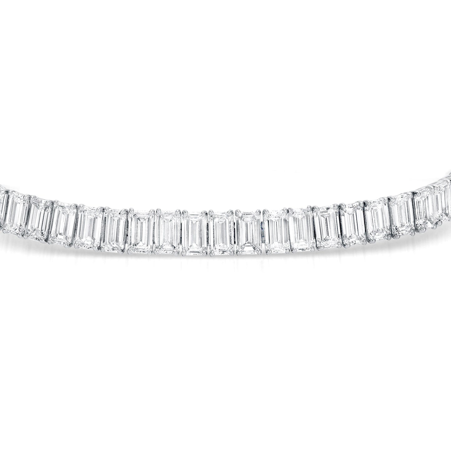 Important Emerald Cut Diamond Tennis Bracelet 20.32 Carats 51 Diamonds 18K Gold