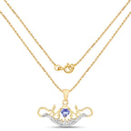 Tanzanite Mom Pendant With White Topaz 0.54 Carats Gold Plated Silver