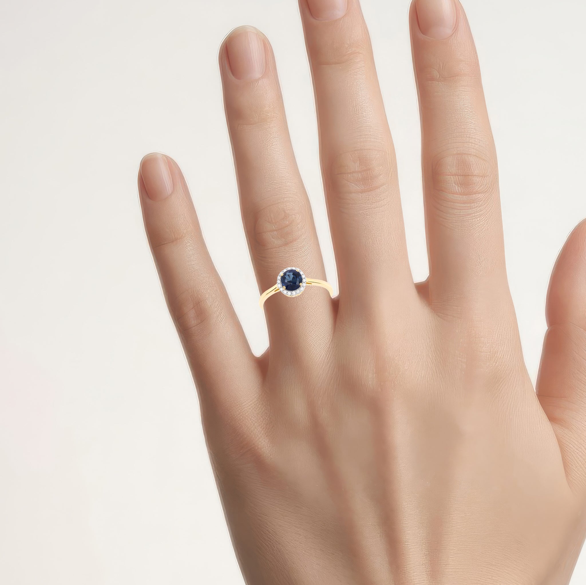 Blue Sapphire Ring With Diamonds 1.04 Carats 14K Yellow Gold