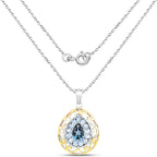London Blue Topaz Pendant With Blue Topaz 4.4 Carats Gold Plated Silver
