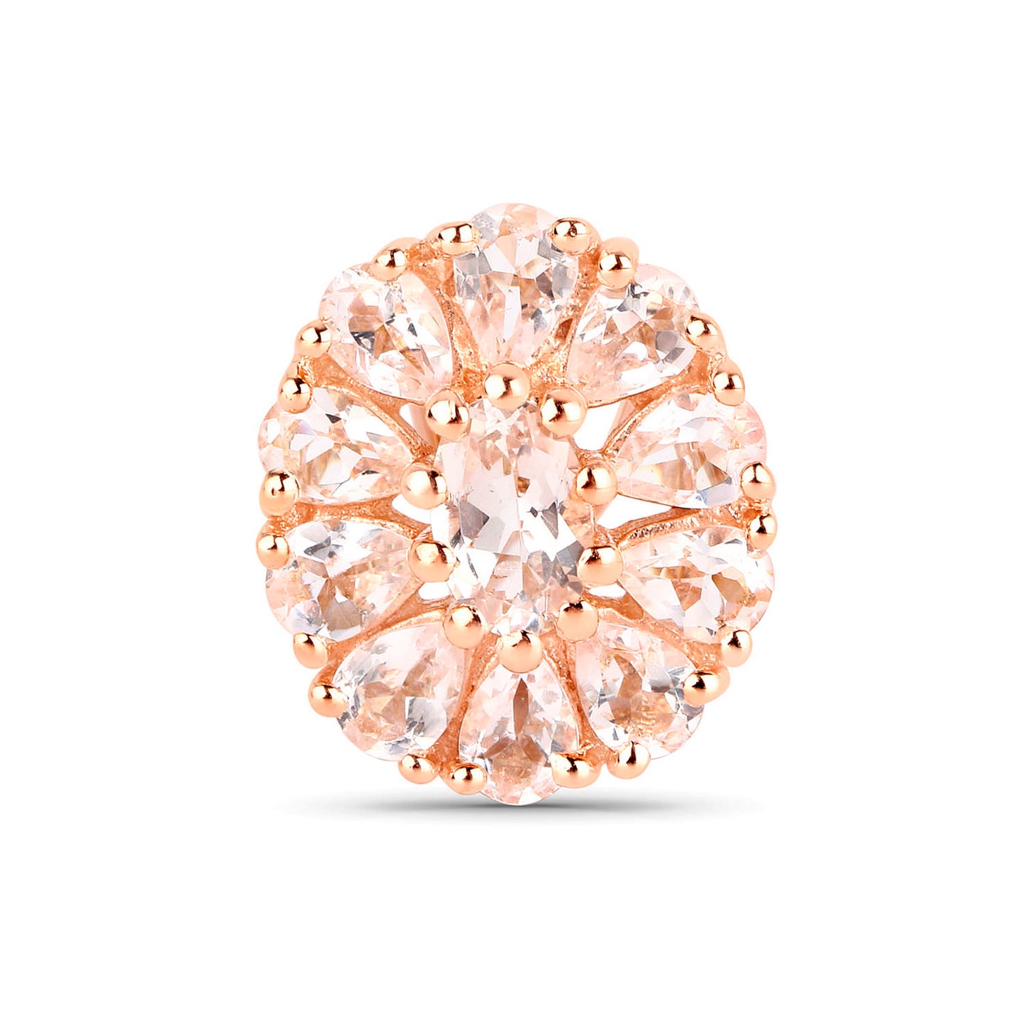 Morganite Flower Cocktail Earrings 3.34 Carats Total 18K Rose Gold Plated