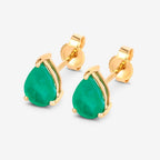 Zambian Emerald Stud Earrings 1.29 Carats 10K Yellow Gold