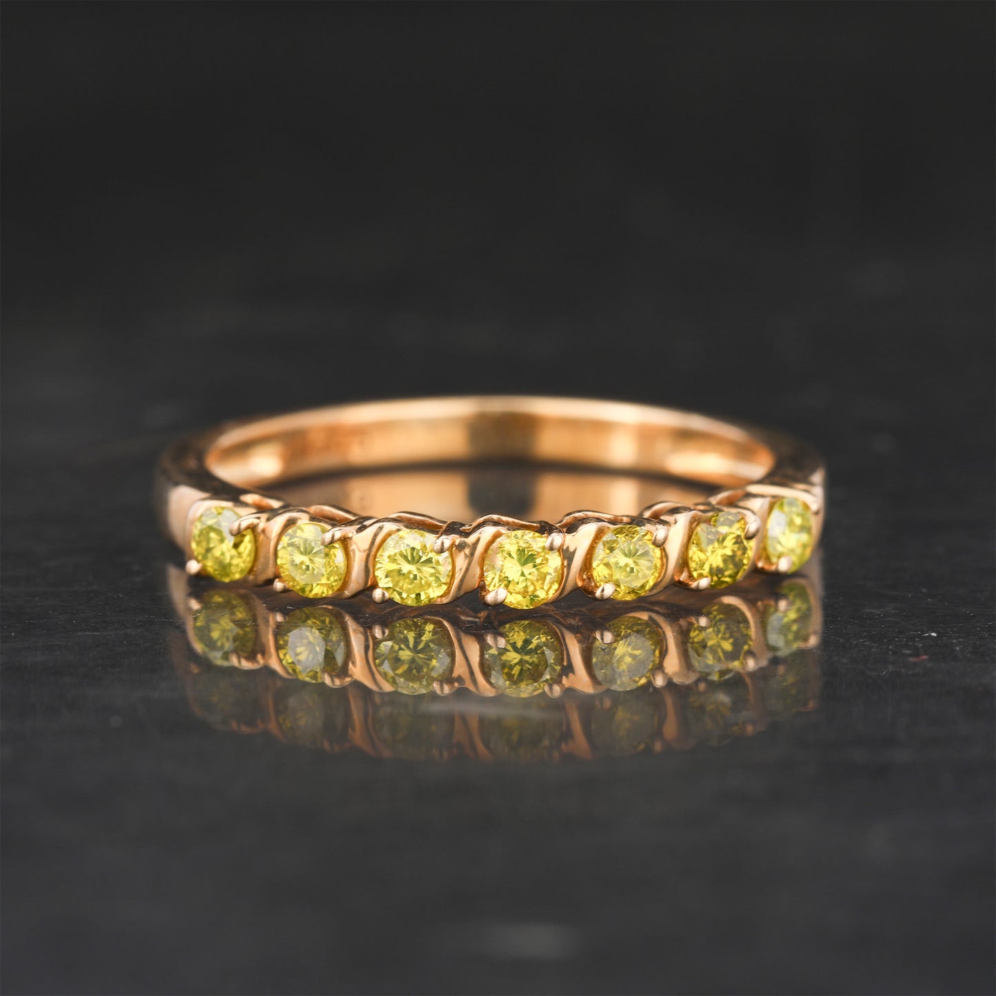 Yellow Diamond Ring 0.31 Carats 9K Yellow Gold